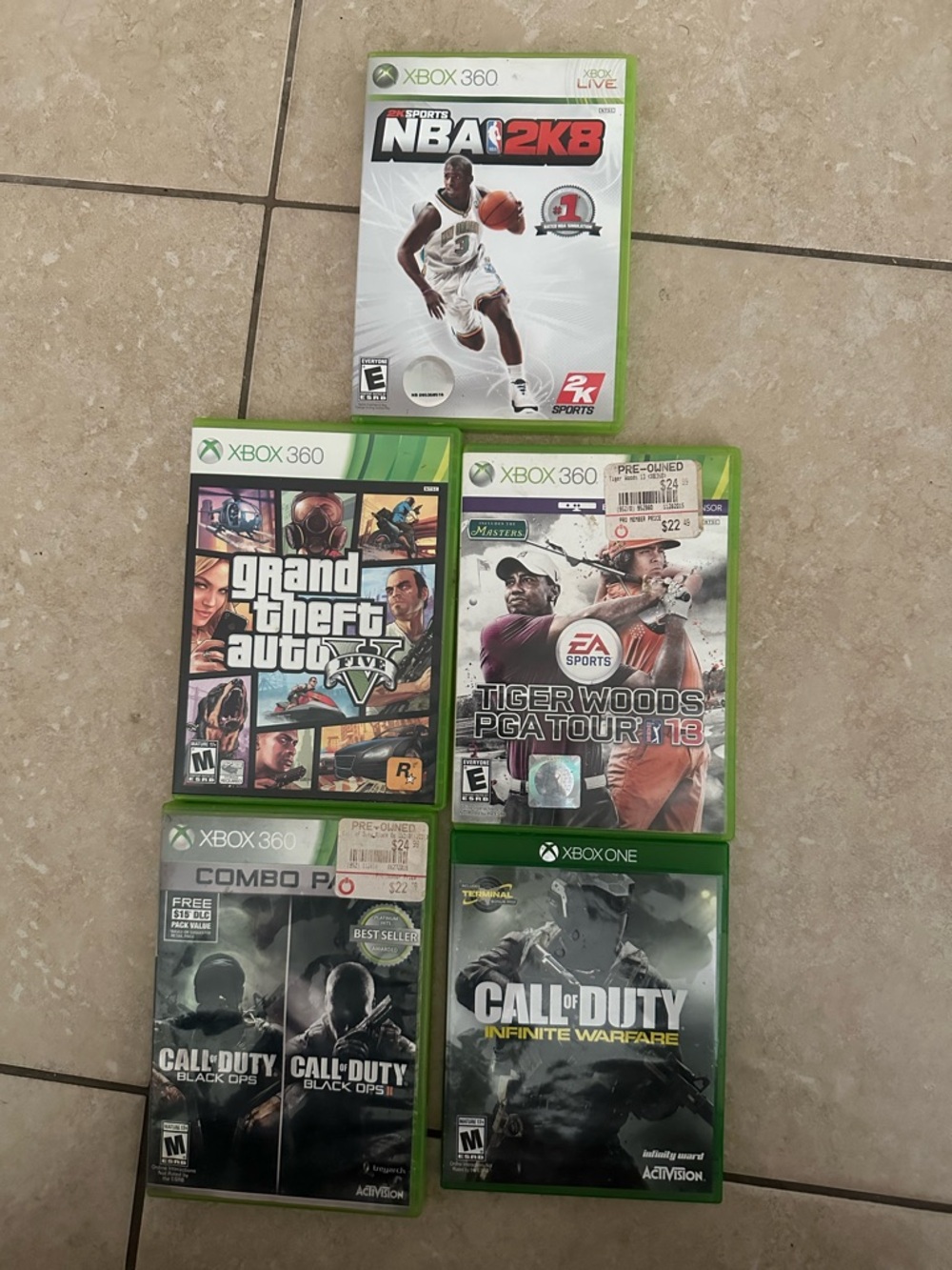 EXCELLENT 4-X BOX 360 & 1- X BOX ONE(AS PICTURED )